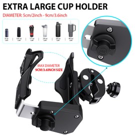 Extra Large Motorcycle Cup Holder Anti Theft, Mathtoxyz Bike Water Bottle Holder 1.95 – 3.6 inch Universal Size Handlebar Drink Holder Cage for Moto Bicycle, Boat, Scooter, Stroller, Wheelchair