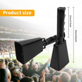 Aramanara 3 Pcs 8.6 inch Cow Bell with Handle, Metal Cheering Hand Bell, Cowbell Noise Makers, Loud Call Bells for Sports Events,Party, Farm, Football Match, Marathon(Black)
