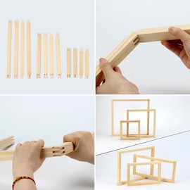 FMTYAOIU 6 Sets Stretcher Bars for Needlework 3 Sizes Wooden Canvas Splicing Stretcher Bars Set with 100 Pins for Crafts Needle Felting Embroidery Thread Frame Set