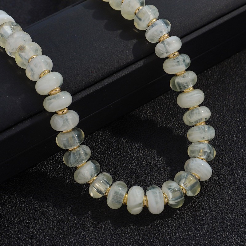 CLASSYZINT White Resin Bead Necklace for Women Boho Choker Necklace