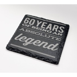 60th Birthday Gifts for Men Funny Slate Coaster - Novelty and Funny 60th Birthday Ideas