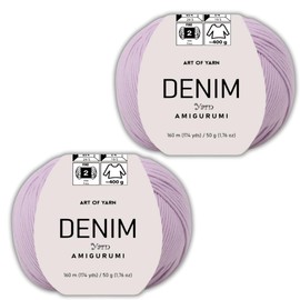 Art of Yarn Denim 55% Cotton,45% Poliacrylic, 2 Skeins Total 100gr (3,52 oz),320m (3,48 yds),Soft & Smooth Yarn Sport – Fine(2) for Crocheting, Knitting, Amigurumi, Baby Blankets, Baby Garments 99919
