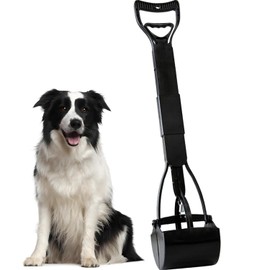 ienjoyed 32" Dog Pooper Scooper for Small Dog to Large Dog, Heavy Duty Dog Poop Scooper for Yard & Walks, Durable Double Spring Clamp, Simple One Step Assembly (Black)