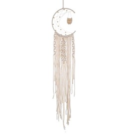 Dream Catchers – Handwoven Boho Wall Décor with Owl Tassel, Moon & Rounded Leaf Design, Ideal for Hanging Decorations for Home Bedroom, Living Room or as a Gift for Mum & Friends (Owls Tassel)