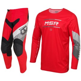 MSR Axxis Proto Dirt Bike, Motocross Jersey and Pant Combo Red/Grey Medium Jersey, 34" Pant