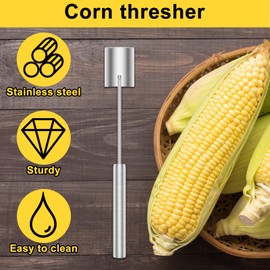 Fulasun 1 or 2 or 3 Pcs Corn Peeler with Ergonomic Handle Stainless Steel Corn on The Cob Remover Fast Corn Cob Peeler Safe Corn Cob Stripper Tool for Home Restaurant Silver ..(3,Silver)