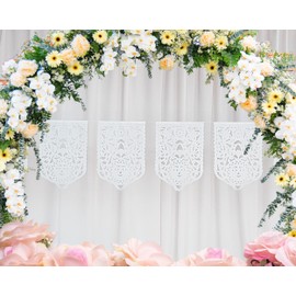 White Mexican party flags, White Papel Picado Banner for Mexican Weddings, Bridal shower, baby showers, birthday parties White paper banner 2pk