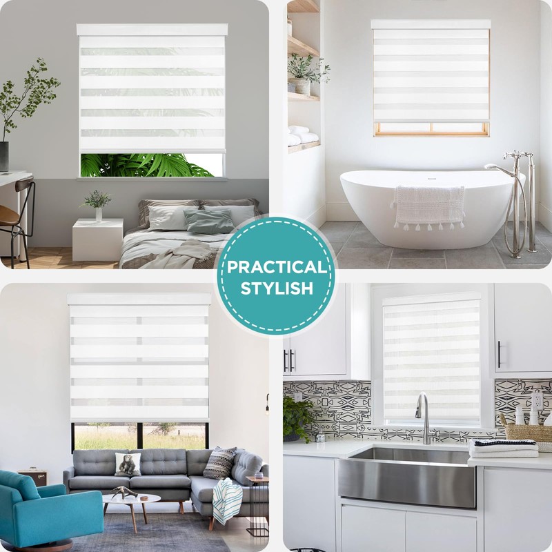 Joydeco Cordless Zebra Blinds for Windows, Dual Layer Light Control