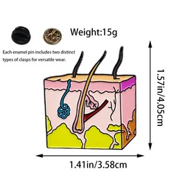 Vermegoint Enamel Pin,Skin Structure Lapel Pin,Anatomy Brooch,DIY Decor Collection,Gift for Science Enthusiasts Friend Teen,Pin for Educational Events Social Gatherings,on Backpack,Collectible