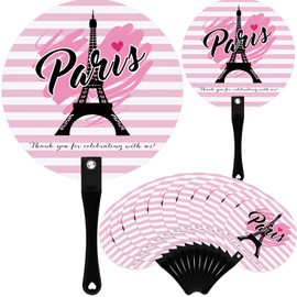 Cinnvoice 25 Pcs Paris Party Favors for Guests Paris Hand Fans Bulk Paris Party Decorations Pink Plastic Handheld Fans Eiffel Tower French Themed Quinceanera Birthday Party Supplies Thank You Gift