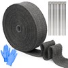 AOPULE 2" x 49.2' Titanium Exhaust Heat Wrap, 1 Roll