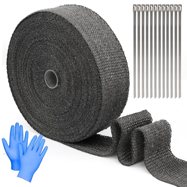 AOPULE 2" x 49.2' Titanium Exhaust Heat Wrap, 1 Roll