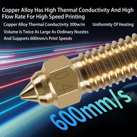 6PCS 3D Printer Extruder Hotend Hardened Steel Nozzles Kit for Kobra 3/Kobra 3 Combo, Packed High Temperature and Wear Resistance 2PCS 0.4mm, 1PC 0.2/0.6/0.8/1.0mm Hardened Steel Nozzle