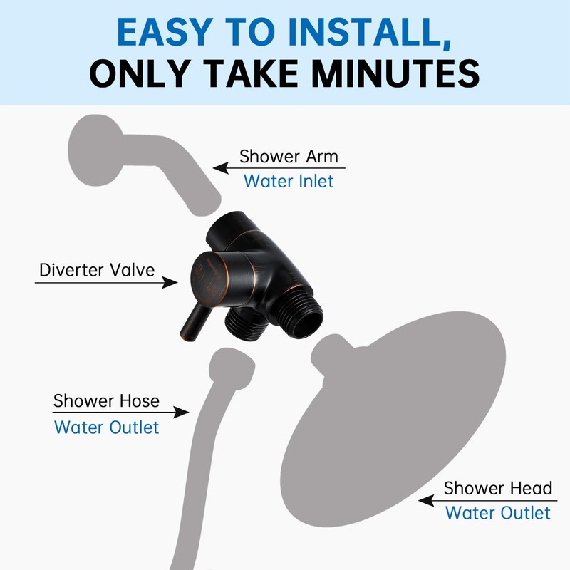 G-Promise Solid Metal Shower Arm Diverter for Hand Held Showerhead