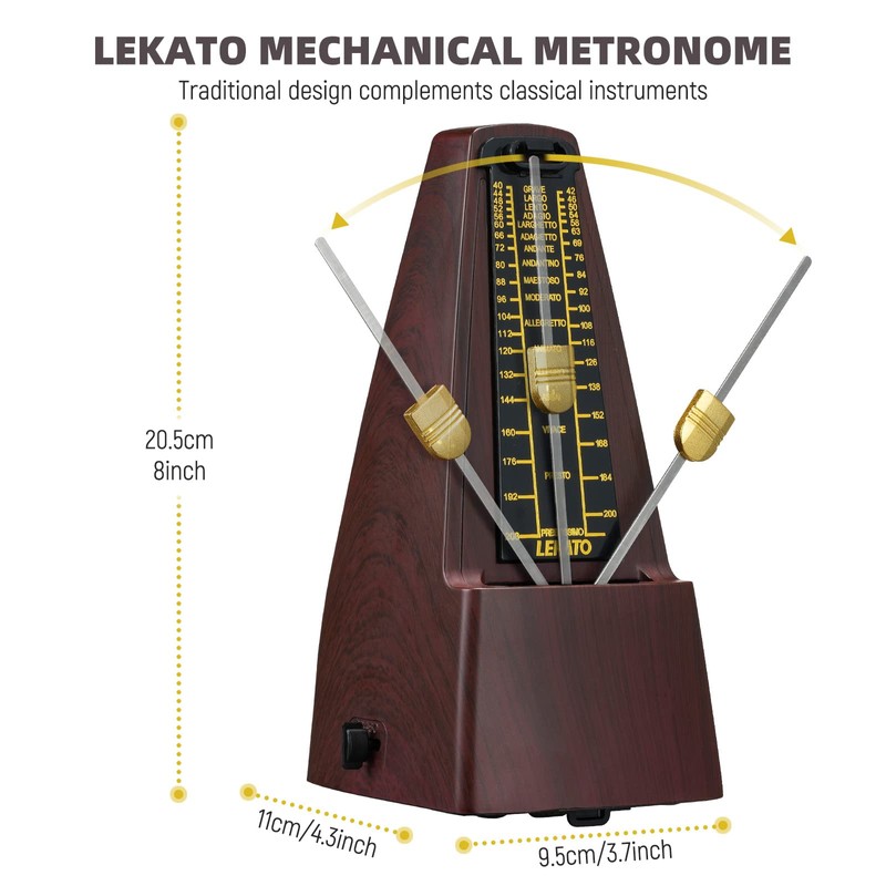 Mechanical Metronome with Bell, LEKATO Universal Metronome for Piano Guitar