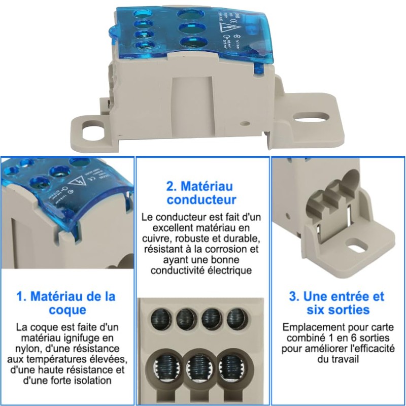 Distribution Terminal Block, UKK-125A Din Rail Electric Wire Connector Universal