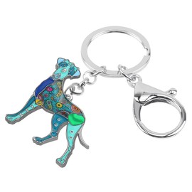 WEVENI Enamel Alloy Great Dane Dog Keychain Ring Handbag Bag Charm Key Chain Fashion Jewelry for Women Girls Gifts (Navy Blue), navy