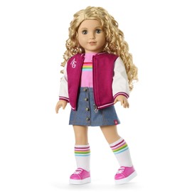 American Girl, Truly Me 18-inch Doll #115 with Gray Eyes, Curly Blonde Hair, Light Skin, Varsity Jacket, for Ages 6+