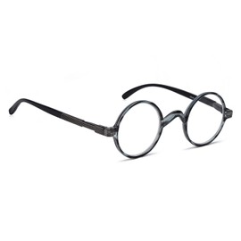 BLUELESS Vintage Round Eyeglasses Professor Readers (Blue Stripe)