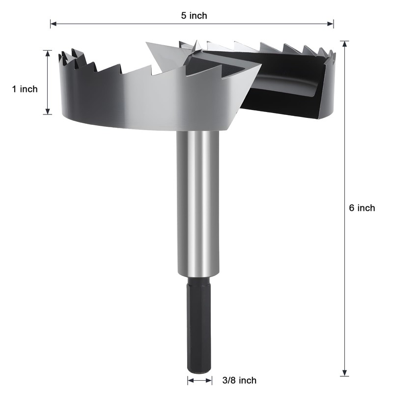 NIBBLAX 5" Forstner Bit for Wood, 5 Inch (Dia.) Wood
