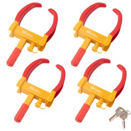 4 Pack Wheel Lock Universal Heavy Duty Security Trailer Wheel Locks Tire Anti Theft for Most Cars Motorcycle SUV Golf Boat with 3 Same Keys