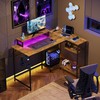 DEVAISE Gaming Desk with Power Outlets & LED Lights, L