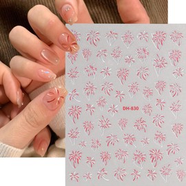 Fireworks Nail Stickers 3D Self Adhesive Nail Art Supplies Colorful Blooming Fireworks Lines Flower Nail Designs Sparkling Brilliant Colorful Summer Manicure Decor Foils Holiday for Women 6pcs