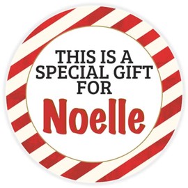 This is a Gift for Noelle - 100 Pack Circle Stickers 3 Inch - Candy Cane Merry Christmas Gift Tag Present Tree Holiday Custom Name Santa Claus