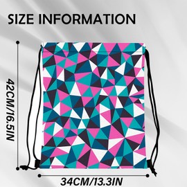 BHAHB Drawstring Backpack for String Bag Waterproof Cute Sports Beach Swimming Travel (13"×17"), Z28-geometry, One Size, A