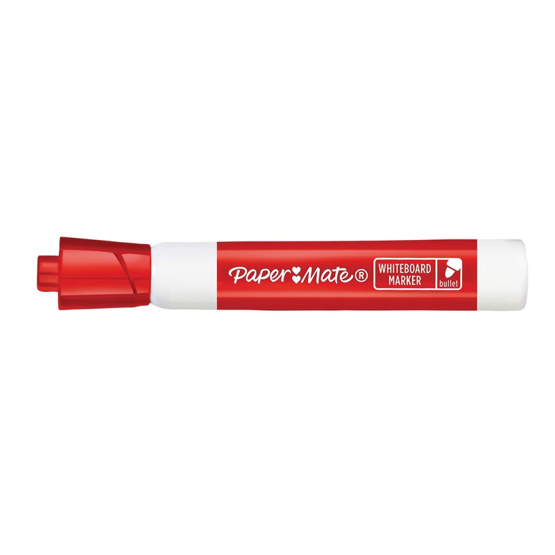 Paper Mate Low Odour Whiteboard Markers, Bullet Tip, Red Ink,