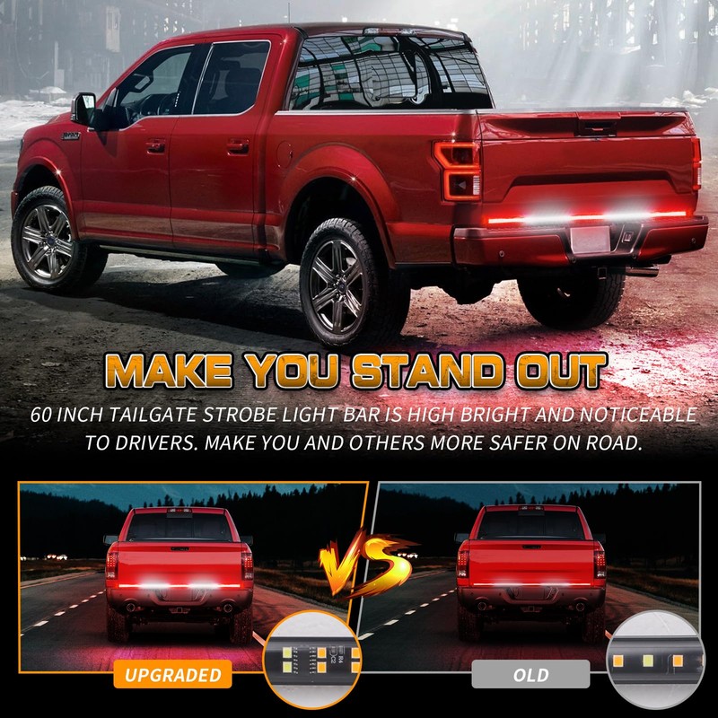 XRIDONSEN 60 inch Truck Tailgate Emergency Lights Strip 360 LED