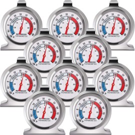 10 Pack Refrigerator Freezer Large Dial Thermometer Classic Series Fridge Freezer Alarm Thermometer Internal Temperature Gauge for Kitchen Refrigerator