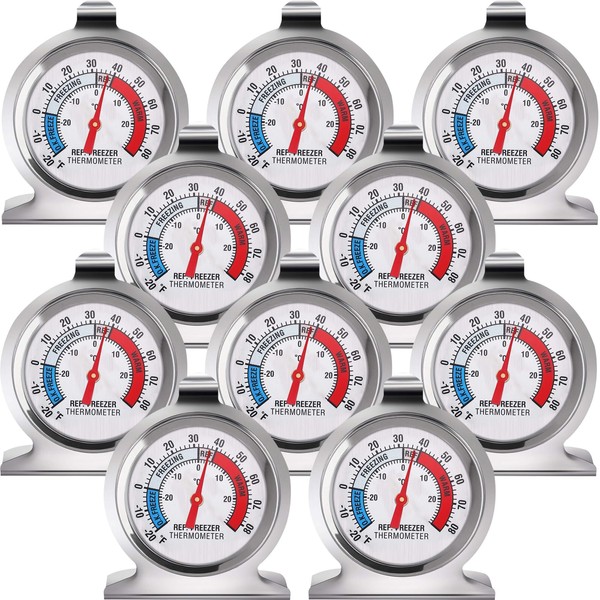 10 Pack Refrigerator Freezer Large Dial Thermometer Classic Series Fridge