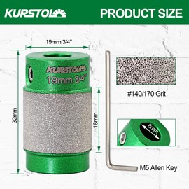 KURSTOL Stained Glass Grinder Bit - Diamond Grinder Bit Head Tools 3/4 in with M5 Alley Wrench, Stained Glass Diamond Grinder Bit Grinding Shaping for Stained Glass Ceramic Tile Stone