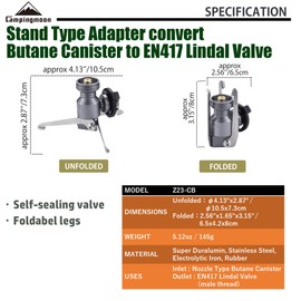 CAMPINGMOON Butane Gas Fuel Canister Adapter Stand Type Convertor for EN417 Lindal Valve Camping Gas Stove Lantern Z23-CB