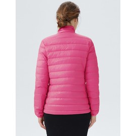 Orolay Women's Lightweight Packable Down Jacket Quilted Puffer Coat Outdoor Full-Zip Puffy Outwear with Stand Collar (Rose Small)