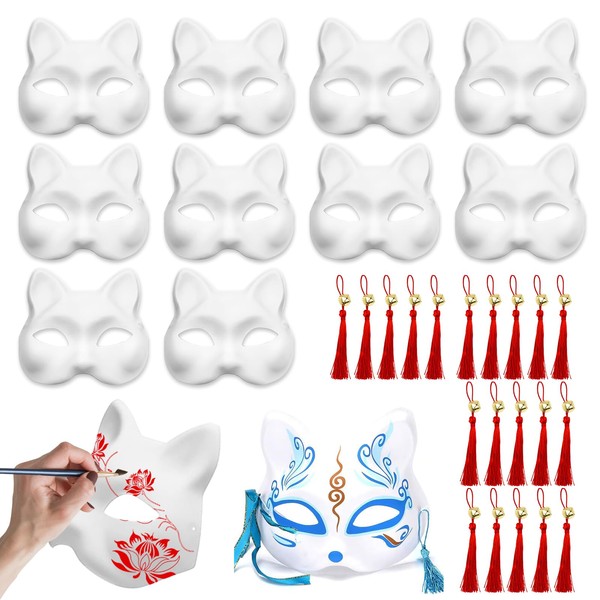 11 PCS Cat Mask to Paint,DIY Therian Mask with 21