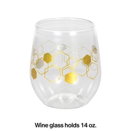 Trendware Honeycomb Plastic Stemless Wine Glasses, 6 Count