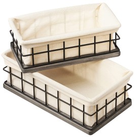 BAOBAB WORKSHOP Toilet Paper Basket for Bathroom Organizing - Bathroom Basket Organizer - Toilet Basket Tank Topper - Toilet Paper Holder for Toilet Top Organizer, Shelf - Tank Top Basket Set of 2