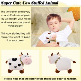 zhidiloveyou 9.84" Cow Stuffed Animals Cute Baby Cow Plush Kawaii Toy Gifts for Kids, White