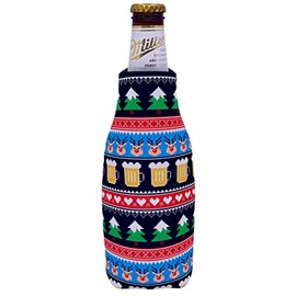 Reindeer and Beers Christmas Pattern Beer Bottle Coolie (1)