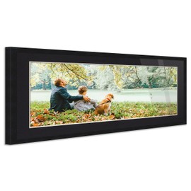 13x39 Frame Black Wood with Black Mat | 16x42 Frame Matted to 13x39 | Display Your Photo Under UV Acrylic Shatter Guard Front, with Foam Board Backing and Wall Hanging Hardware - Wood Frame