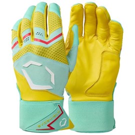 Evoshield Adult Limited Edition Carbyne Batting Gloves W/Strap Yellow/Red Medium