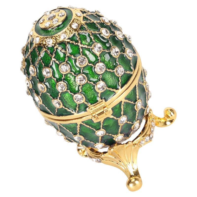 Egg Trinket Box Zinc Alloy Sparkling Rhinestone Exquisite Elegant Metal