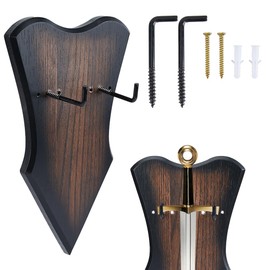 DICOSMETIC Sword Katana Wall Mount Holder Plaque Swords Hanger Sword Vertical Display Holder Coconut Brown Adjustable Stand for Home Decor Swords Collectors Men Husband Gift