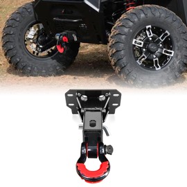 ROMELACK 2” Front Towing Trailer Hitch No Drilling & Shackle Receiver with 3/4'' D Ring and 7/8" Locking Pin Compatible with Polaris Ranger XP 1000 / Crew 2018-2023(Not Fit High Lifter Edition)