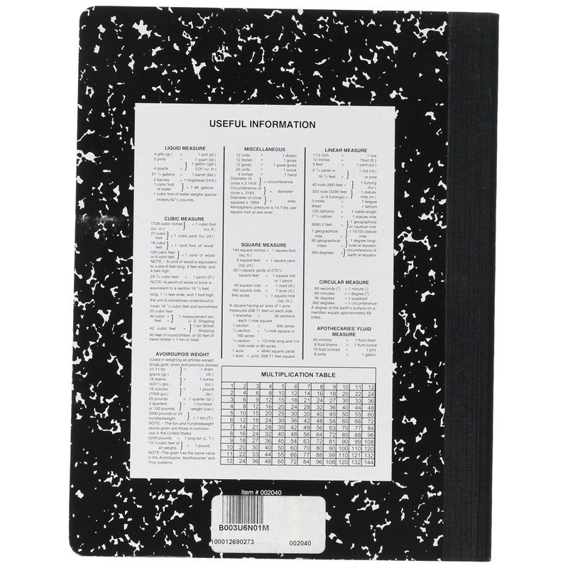 School Smart Hard Cover Ruled Composition Book, 60 Sheets, 9-3/4