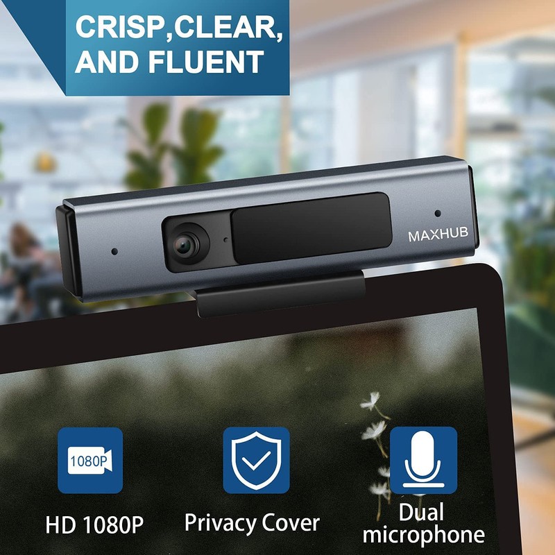 MAXHUB Webcam with Microphone for PC USB Camera FHD 1080p