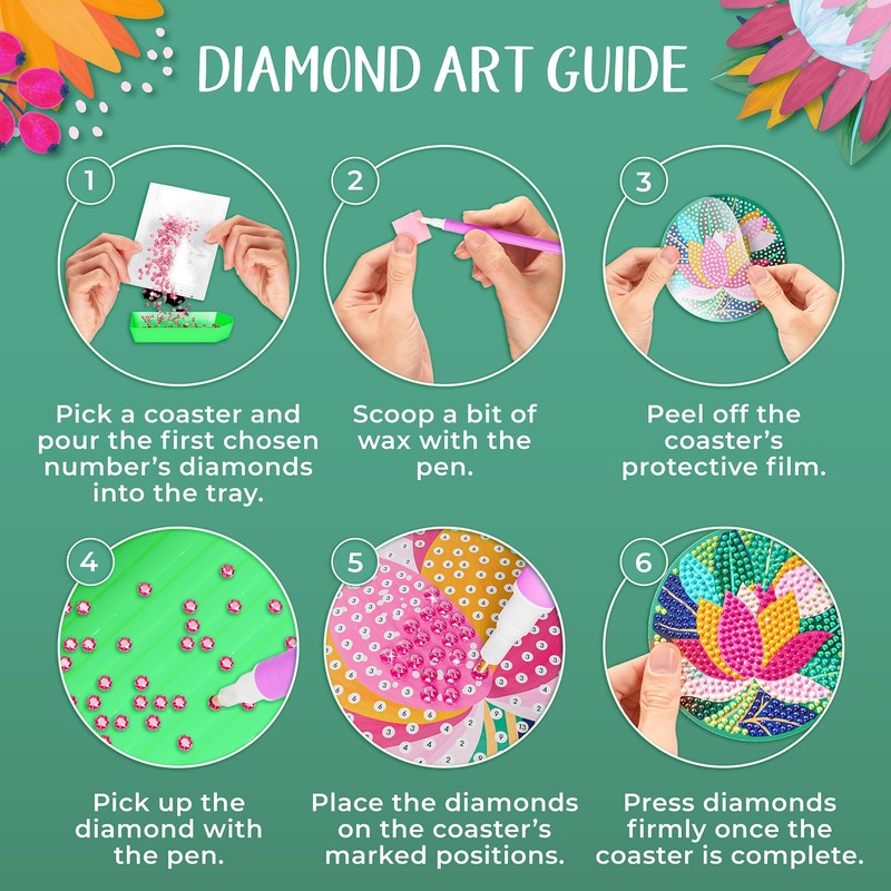 Juwilo Diamond Art Coasters (8 Pack) | Diamond Painting Coasters