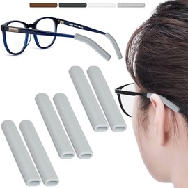 3 Pairs Silicone Glasses Ear Cushion, Eye Glasses Ear Grippers Anti Slip, Glasses Ear Grips Non Slip, Eyeglass Ear Cushions for Pain, Temple Sleeves Tips Ear Pads for Glasses Slip Preventer (Grey)